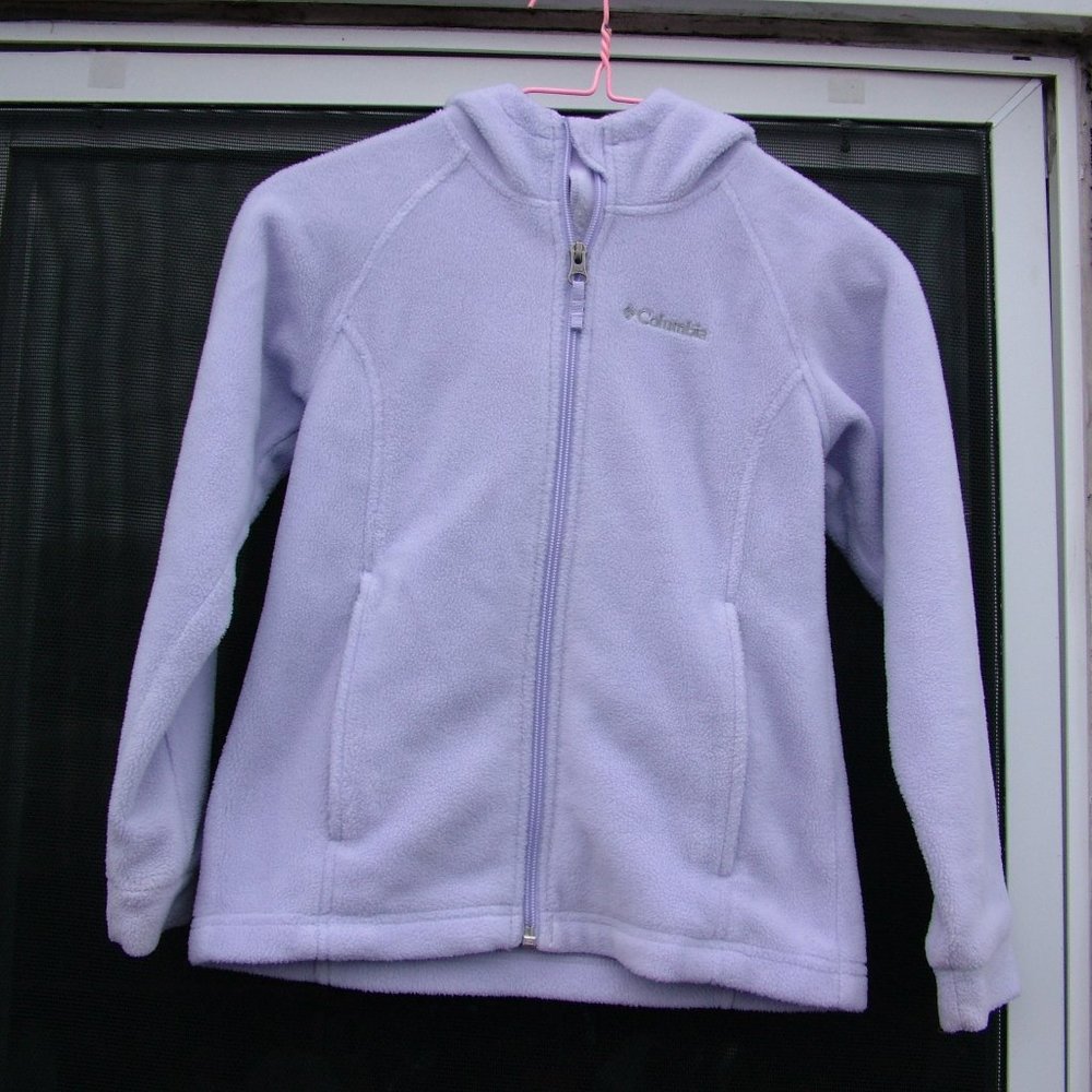 Columbia Girls Kids S Full Zip Up Fleece Jacket Violet Purple W/ Hood